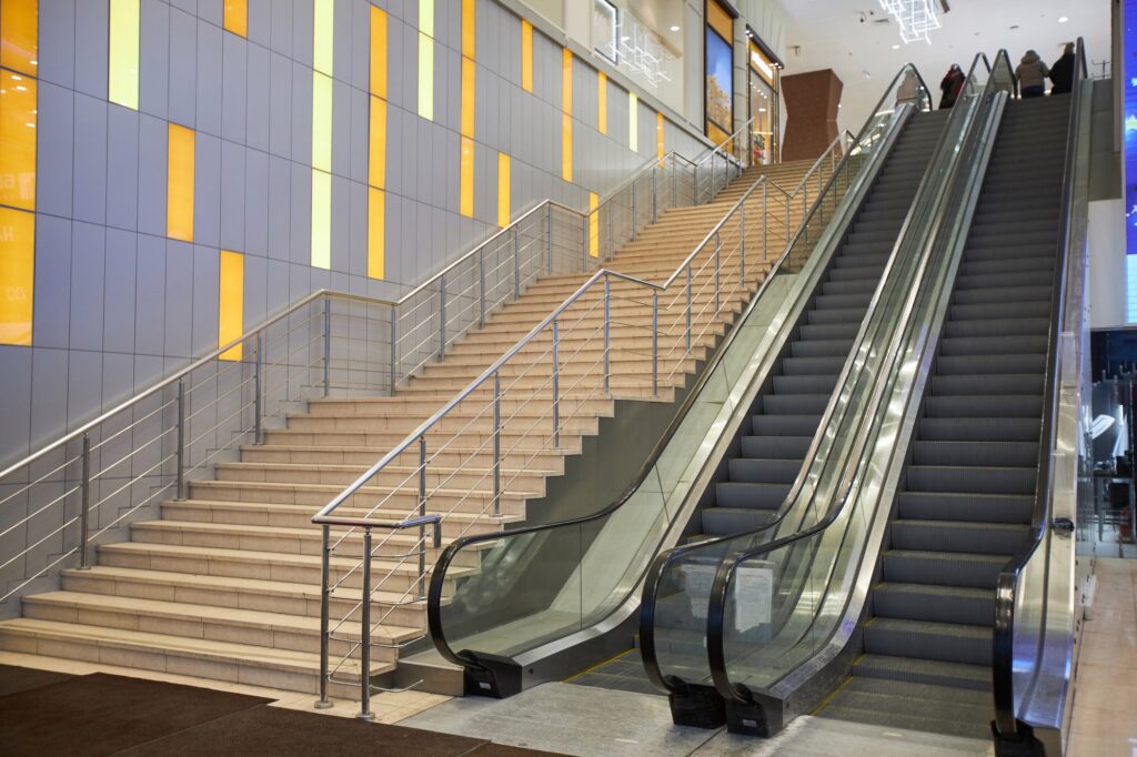 Escalator and Stairs in Shopping Mall